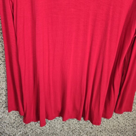 Lane Bryant Top Womens Plus 14/16 Red V Neck Long Sleeve‎ Stretch Rayon Tunic - Picture 5 of 7